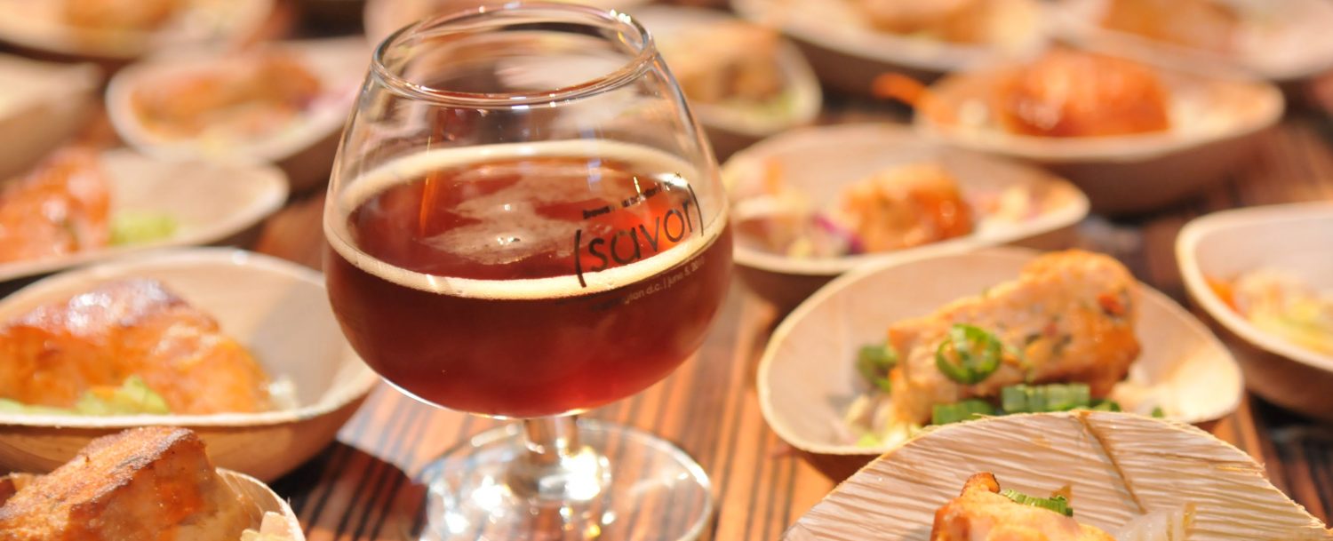 Beer and Plates of Food