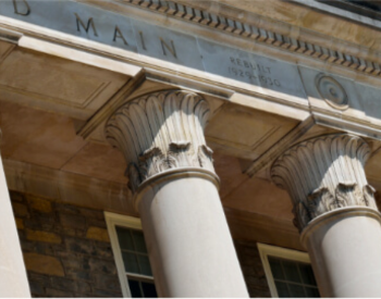 close up of columns on building